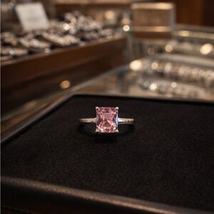 Elegant Pink Gemstone Silver Ring
